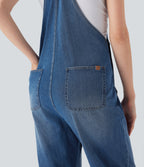 FlexTM Straight Leg Denim Casual Overalls with Pockets