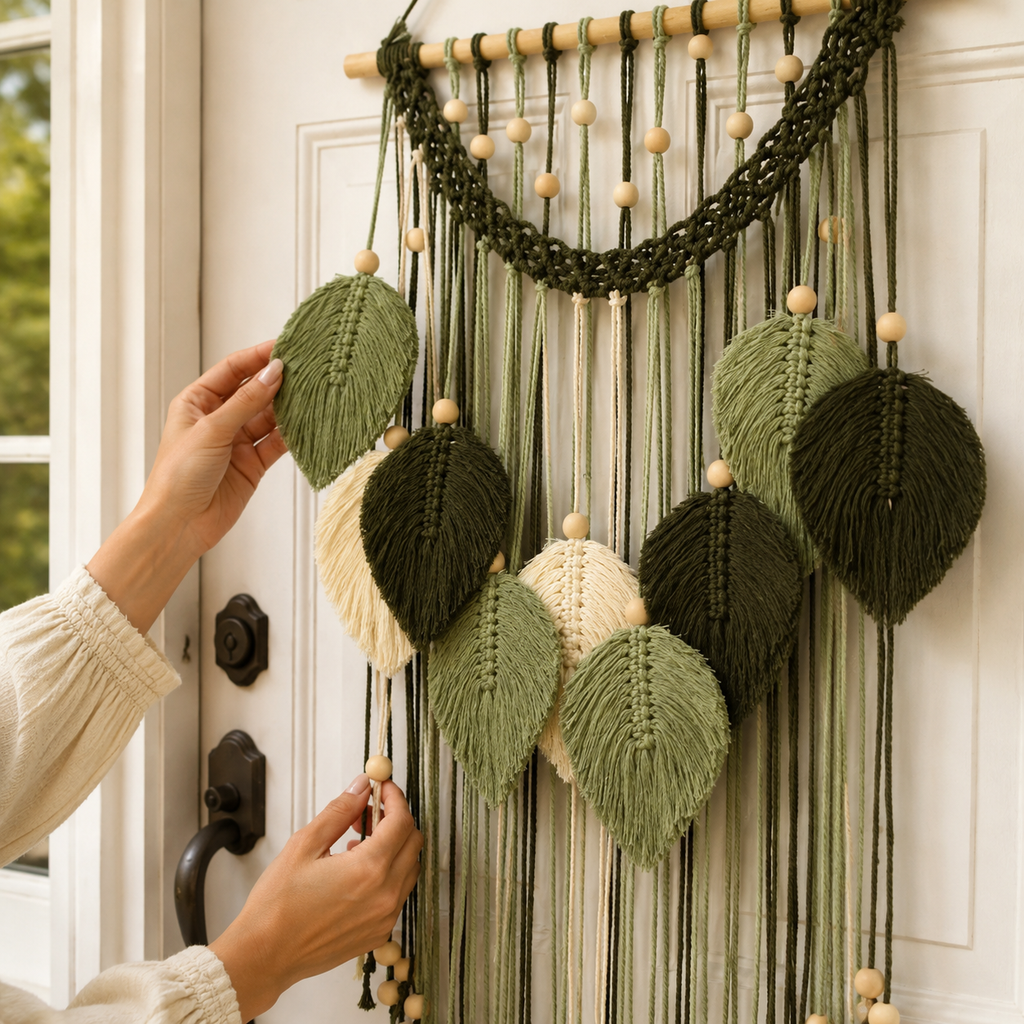 Botanical Leaf Macramé Wall Hanging