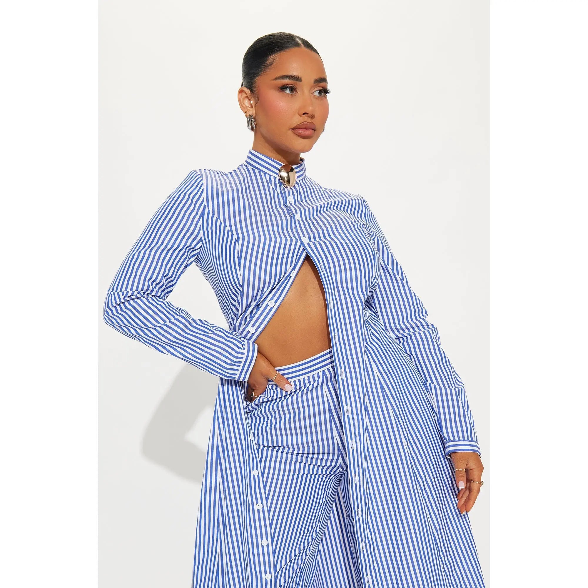 Yacht Trip Stripe Pant Set - White/Blue