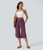 BreezefulTM SoCinched High Waisted Tummy Control Hem Quick Dry Capri Pants with Pockets