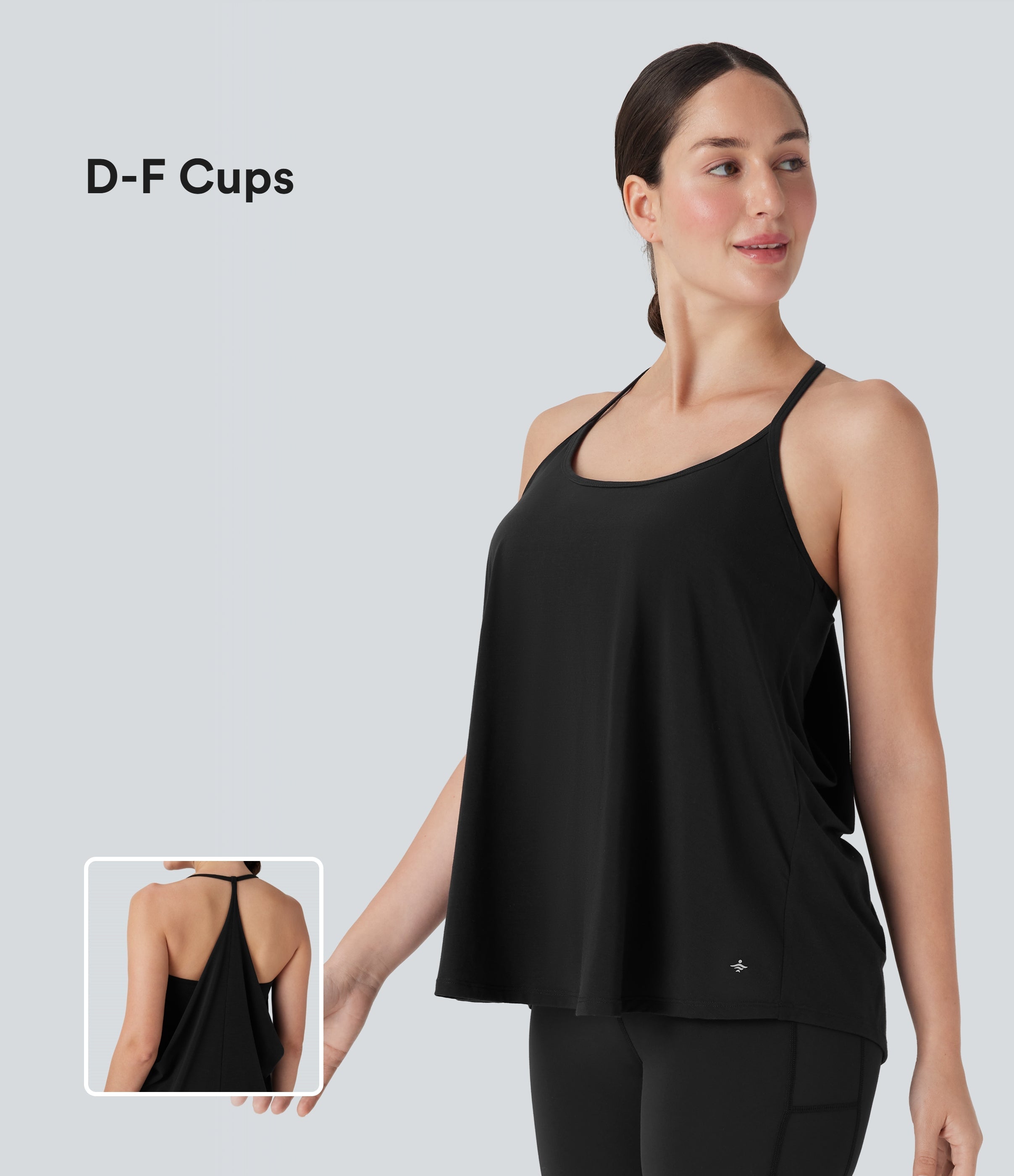 SoftlyZeroTM Airy Halter Draped Cool Touch Yoga Sports Top-D/DD/DDD/F Cups-UPF50+