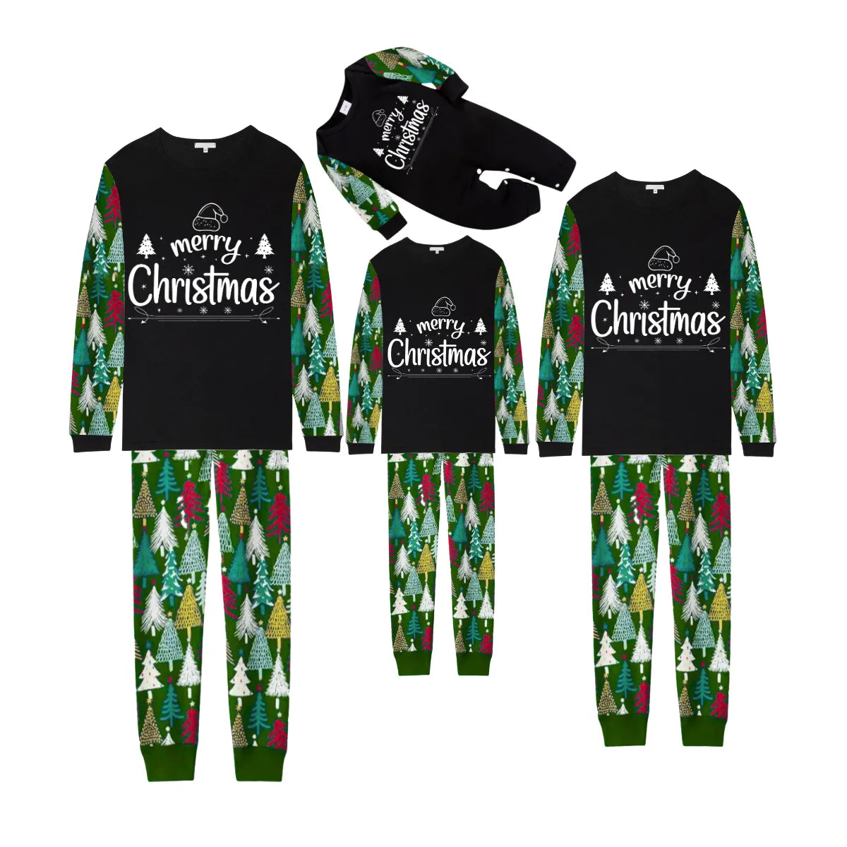 Chalkboard Merry Christmas Pajamas - Festive Tree Edition