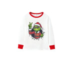 Family Christmas White Pajamas Set With Christmas Pattern Print