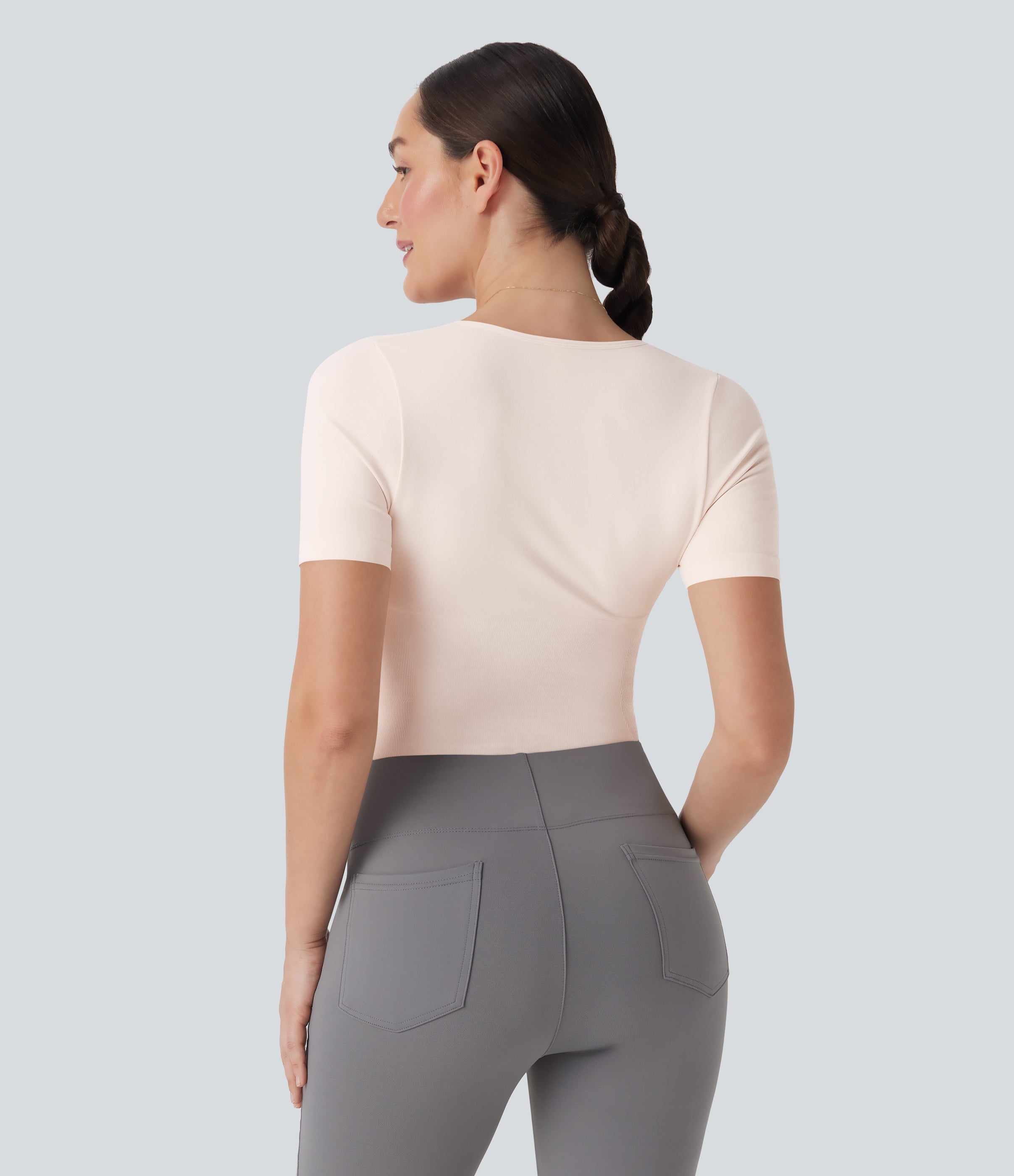 Seamless Flow Smoothing Square Neck Adjustable Leg Straps Work Bodysuit-Easy Peezy
