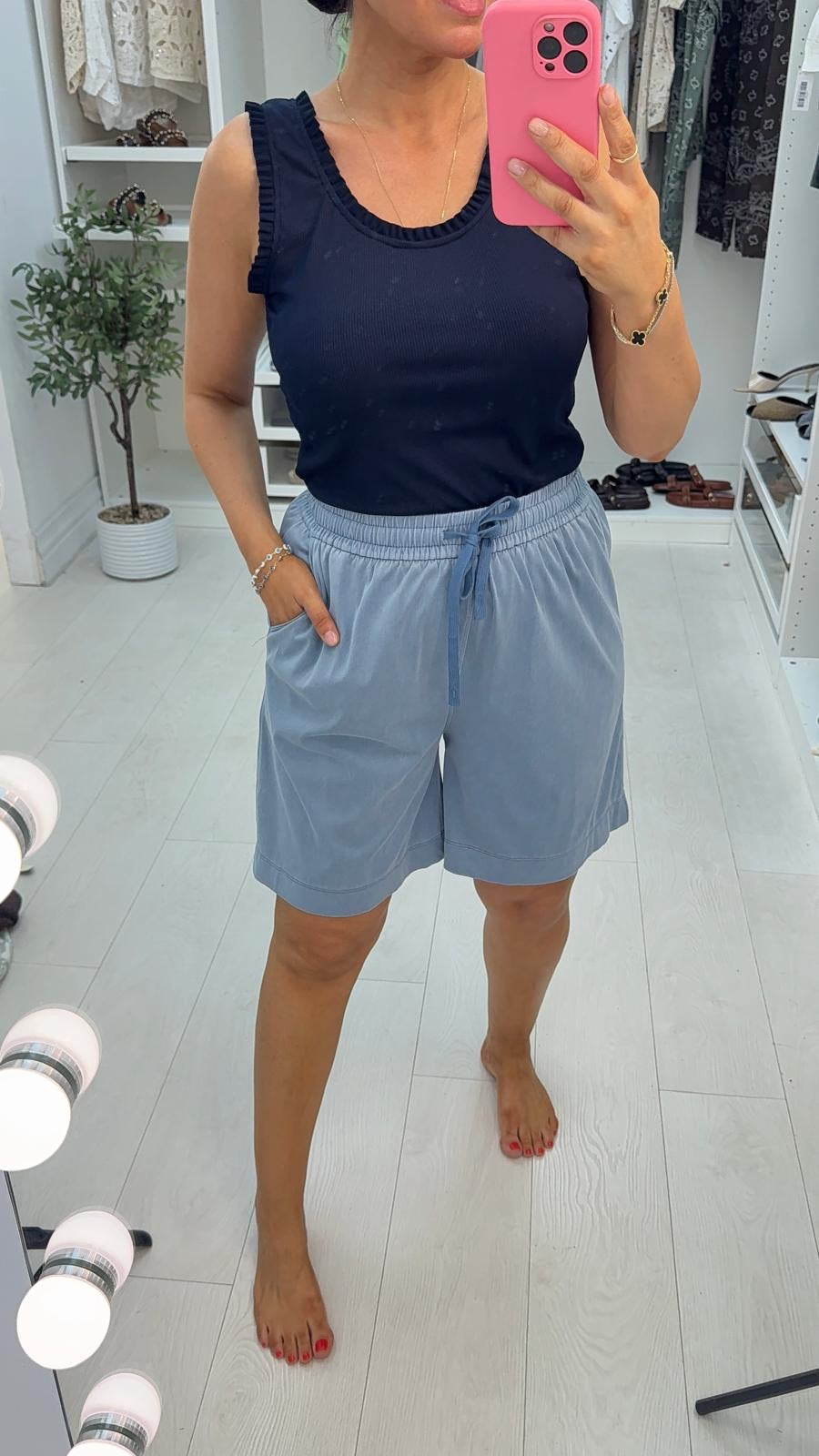 Salina Loose Fit Elasticated Denim Shorts