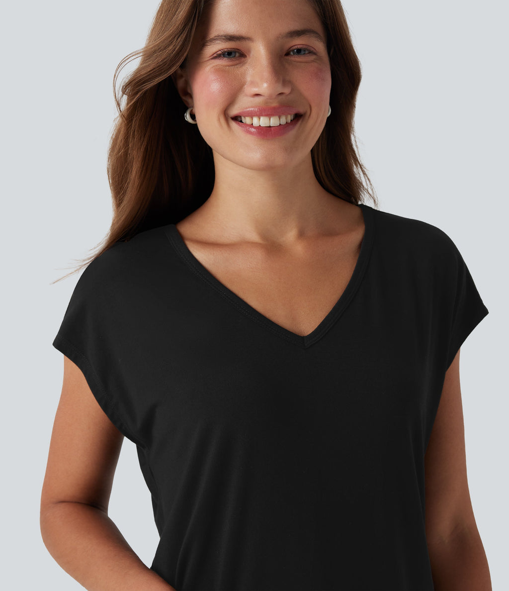 V Neck Short Sleeve Casual T-Shirt