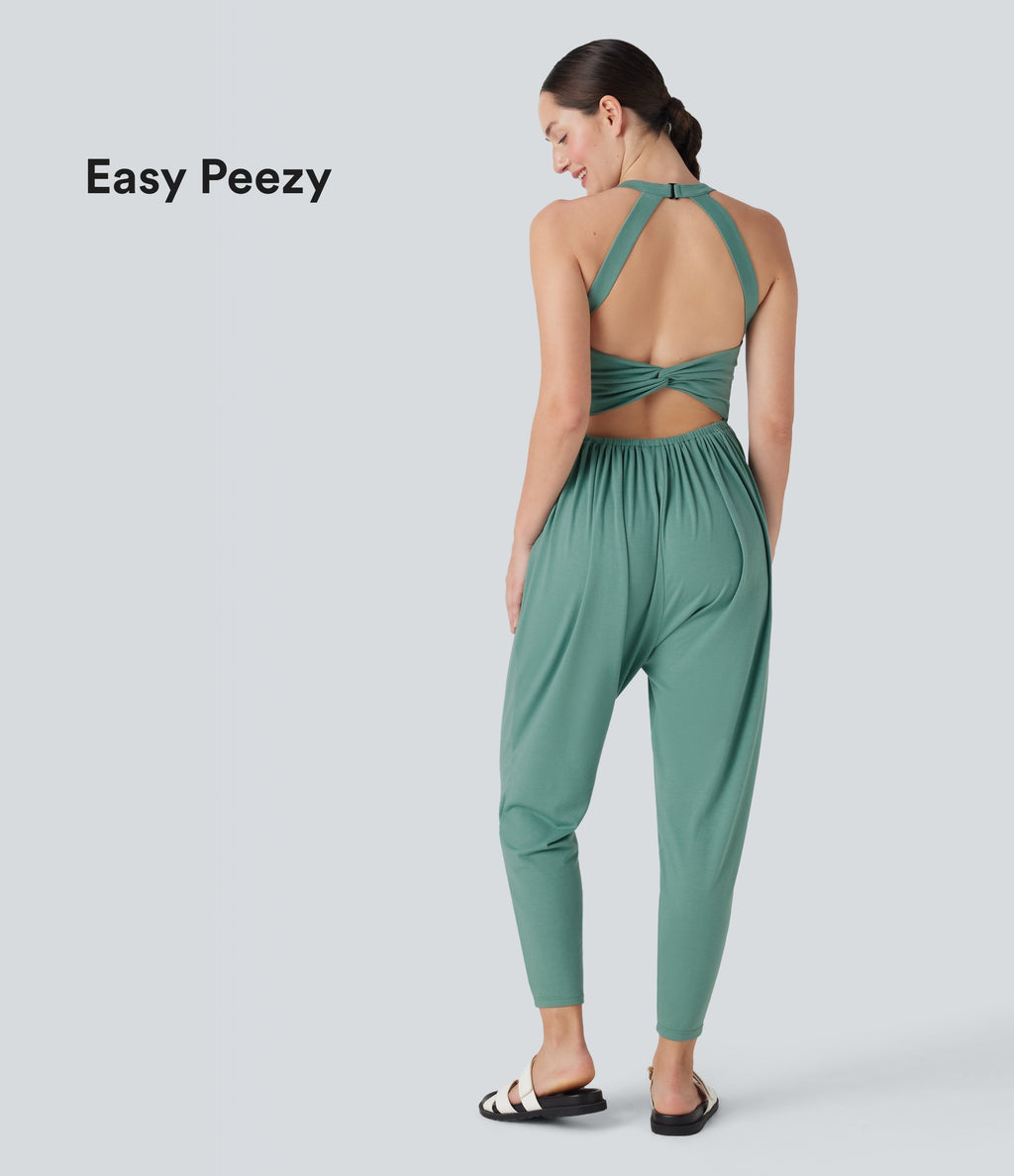 Harem Casual Jumpsuit with Pockets-Easy Peezy Edition