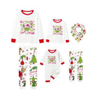 Family Christmas White Pajamas Set With Colorful Xmas Pattern Design