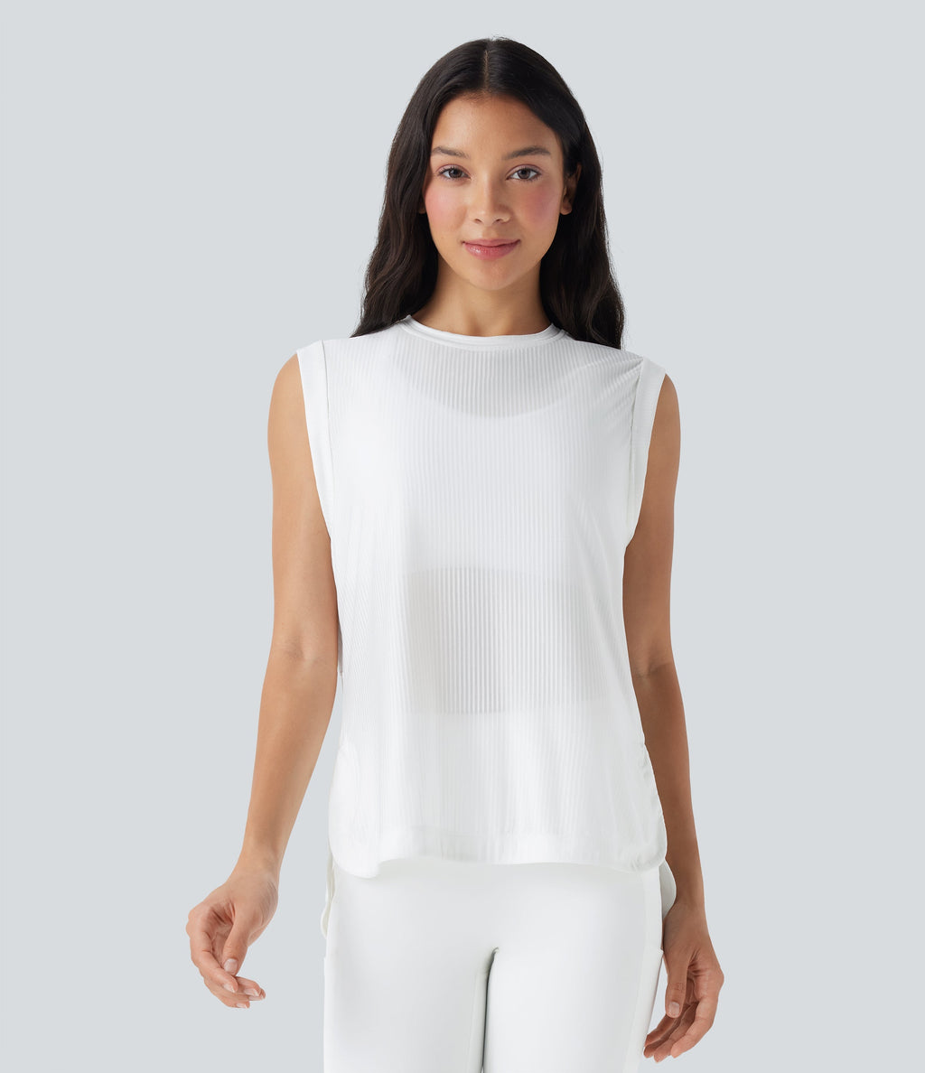 Round Neck Curved Hem Quick Dry Yoga Tank Top