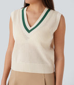 V Neck Color Block Casual Sweater Vest