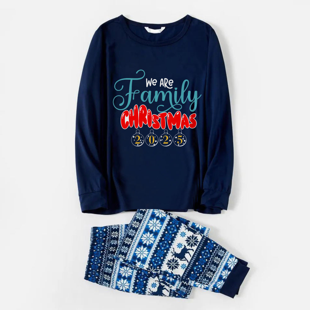 Joyful Blue Christmas Pajamas Set  With Family Holiday Quotes