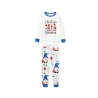 Christmas Family Holiday Blue Pajama Set Showcasing Gnome Print Design