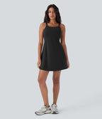 SoftlyZeroTM Plush Double Straps 2-Piece Pockets Slip Dance Active Dress D/DD/DDD/F Cups