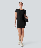 Ribbed Built-in Bra Bodycon Mini Yoga Active Dress