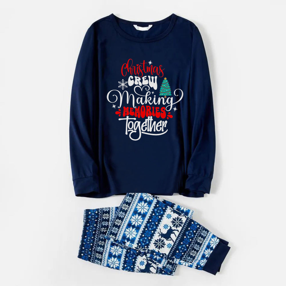 Joyful Blue Christmas Pajamas Set With Family Slogan Designs