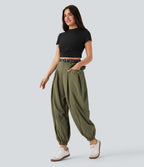 High Waisted Flap Pockets Casual Cargo Joggers