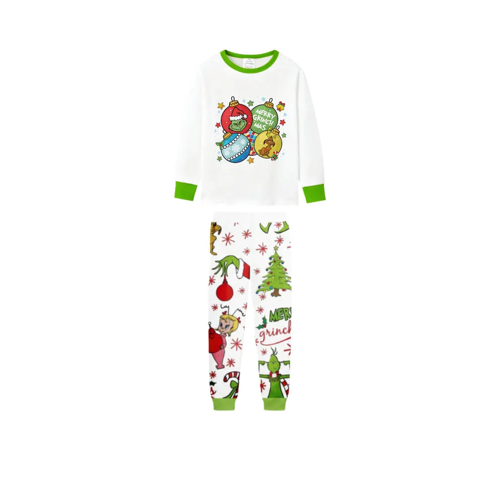 Holiday Family Christmas Pajamas Set With Colorful Christmas Character Pattern Print
