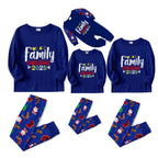 Christmas Family Matching Pajamas-Cozy Blue Pjs Set with "We Are Family Christmas 2025" Artistic Font Print