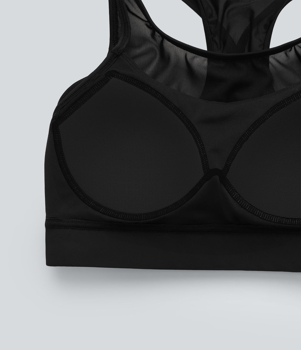 SpeedWaveTM Medium Support Racerback Contrast Mesh Quick Dry Training Sports Bra