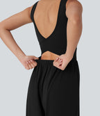 SoftlyZeroTM Airy Wide Leg Cool Touch Yoga Jumpsuit with Pockets-Easy Peezy