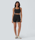 UltraSculptTM Cool Quick Dry SoCinched High Waisted Tummy Control Shaping Yoga Biker Shorts 5'' with Pockets-UPF50+