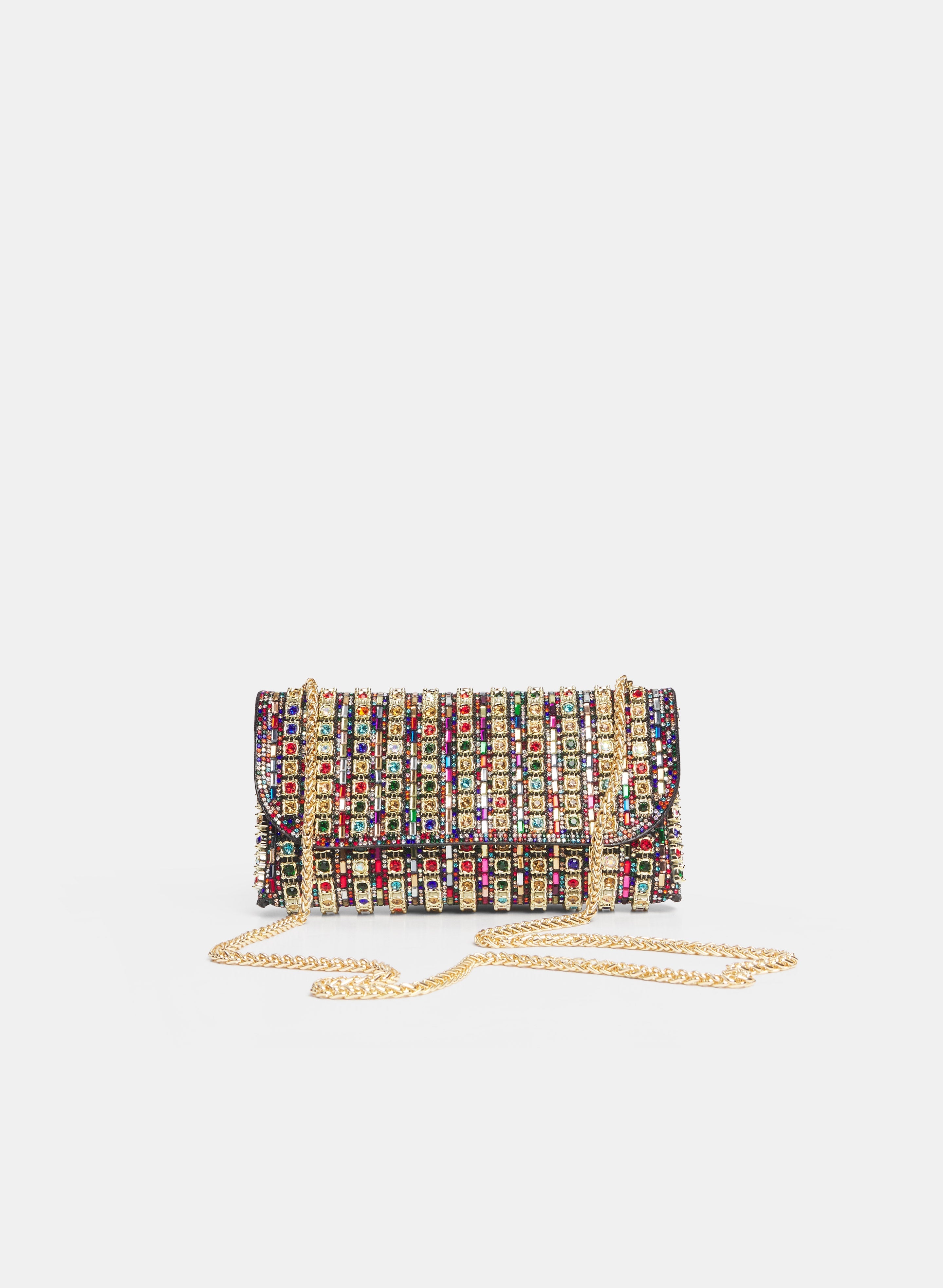 Multi-coloured Stone Envelope Clutch