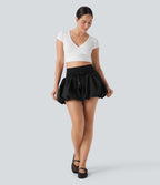 High Waisted Drawstring Casual Bubble Shorts with Pockets