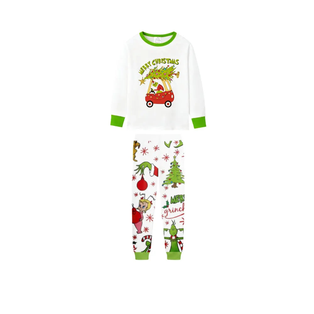 Holiday Family Christmas Pajamas Set With Playful Xmas Character Cartoon Design