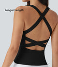 SoftlyZeroTM Airy Square Neck Cropped Cool Touch Running Tank Top-Longer Length-UPF50+