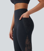 UltraSculptTM SoCinched High Waisted Tummy Control Contrast Lace Shaping Training Leggings with Pockets
