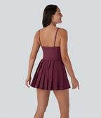 BreezefulTM Pleated Adjustable Buckle 2-in-1 Micro Mini Quick Dry Casual Slip Dress with Pocket-Easy Peezy