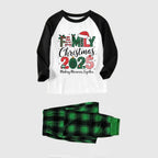 Black Raglan Top Green Plaid Christmas Pajamas Set With Holiday Lettering