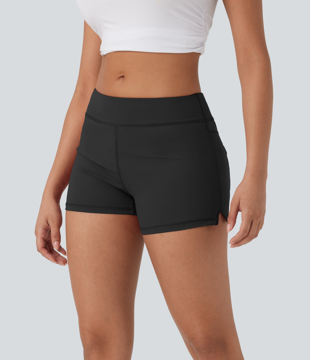 Low Rise Yoga Biker Shorts 3'' with Pockets