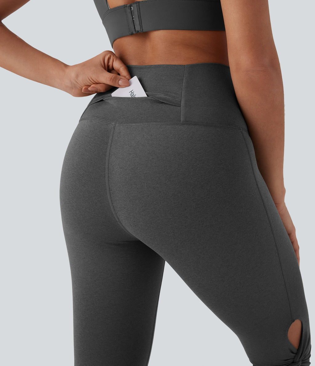 High-Waisted Cut-Out Quick-Dry Yoga Pedal Pusher Leggings with Pocket