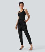 U Neck Harem Casual Jumpsuit with Pockets-Easy Peezy Edition-D/DD/DDD/F Cups