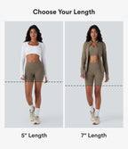 UltraSculptTM High Waisted Crossover Tummy Control Butt Lifting Yoga Biker Shorts 5'' with Pockets