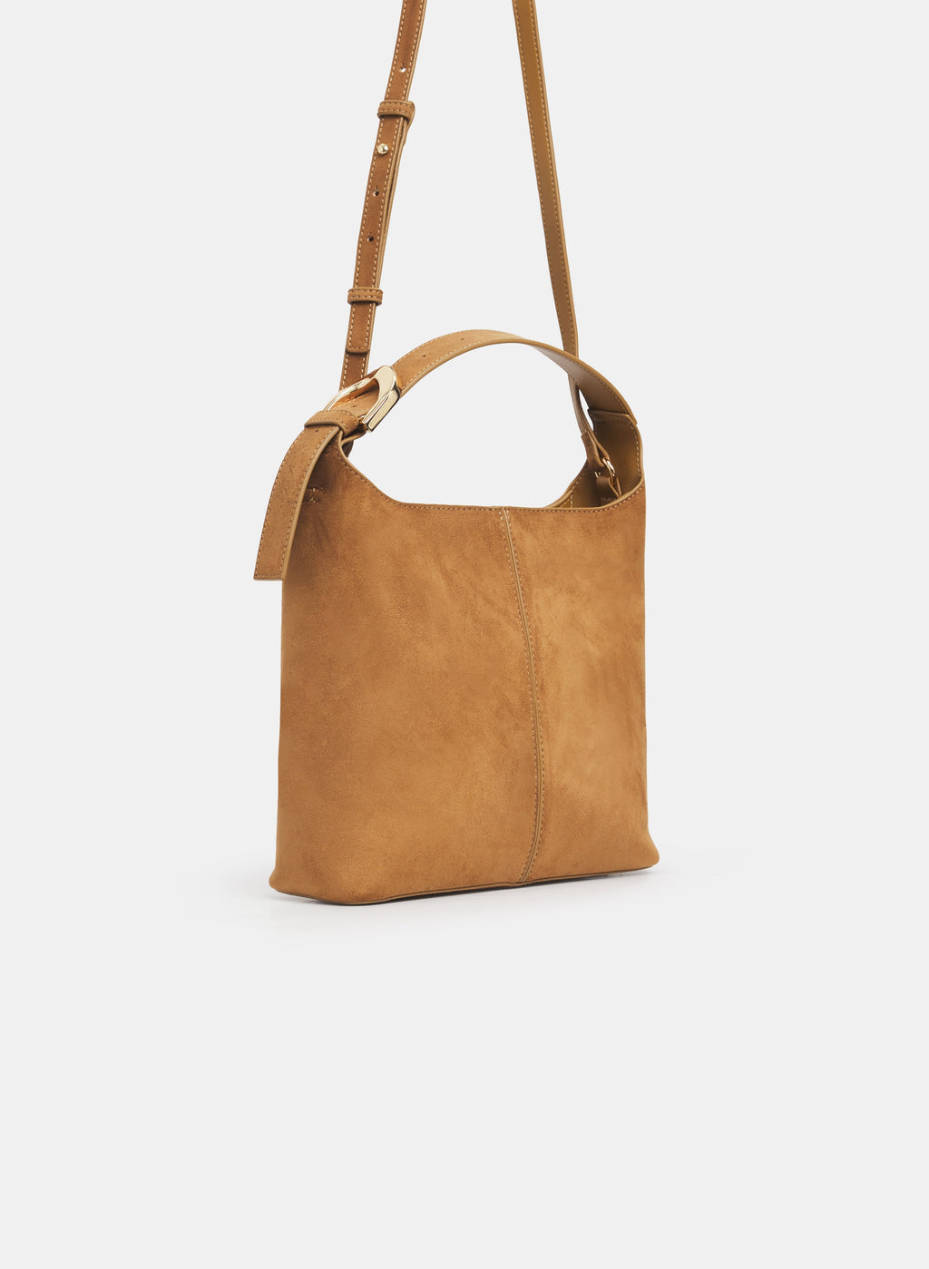 Buckled Top-Handle Bucket Bag