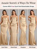 Azazie Sorrel Corset Lace-up Mermaid Wedding Guest Evening Luminous Satin Maxi Dress Minimalist