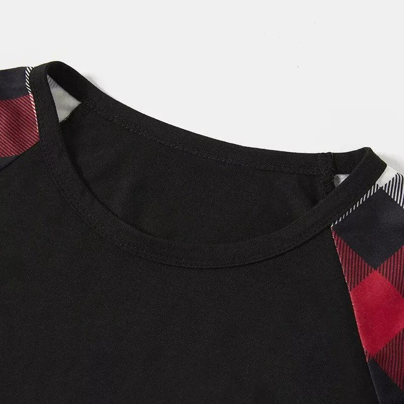 Christmas Family Matching Pajamas-Red and Gray Plaid Pjs set with Santa Hat and “Christmas Crew Making Memories Together” Print