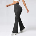 Breathable Flared Trousers Yoga-to-Street Chic Athleisure Fitness Pants Trendy Women's High-Waisted Yoga Gym Wear 4-Way Stretch