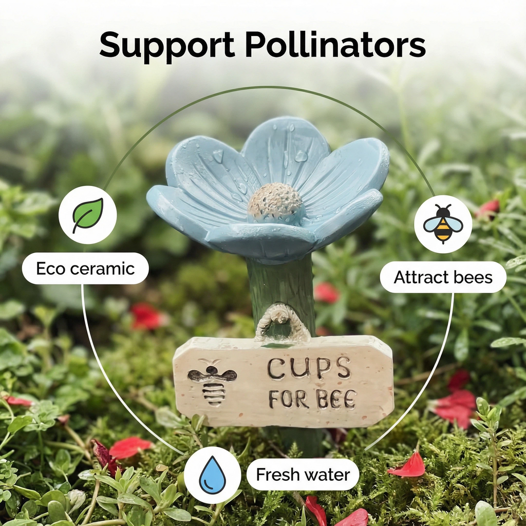 Flower-Shaped Ceramic Bee Watering Station (Random Color)