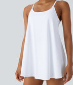 SoftlyZeroTM Airy 2-Piece Mini Cool Touch Yoga Active Slip Dress with Pockets-UPF50+