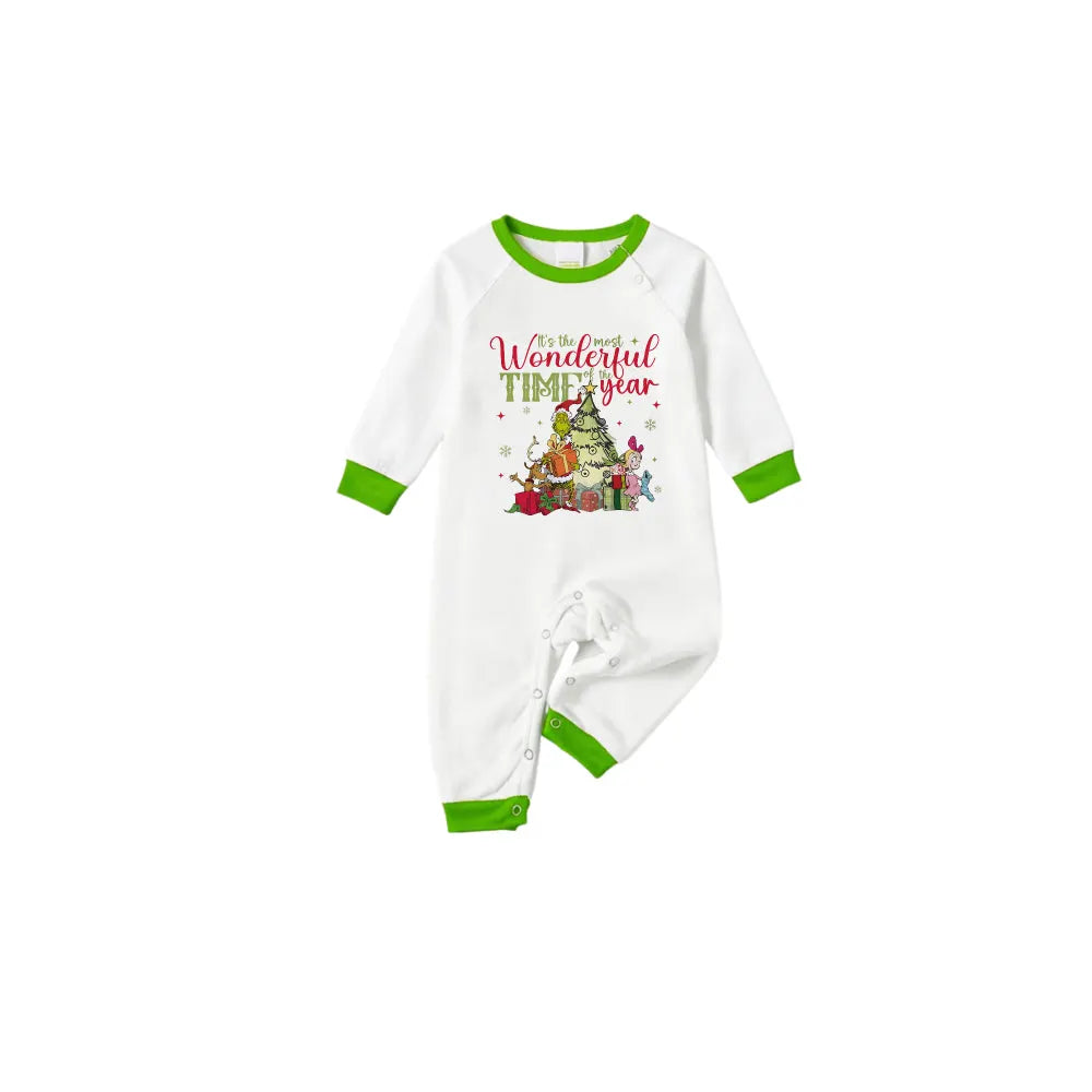 Holiday Family Christmas Pajamas Set With Funny Christmas Character Pattern Print