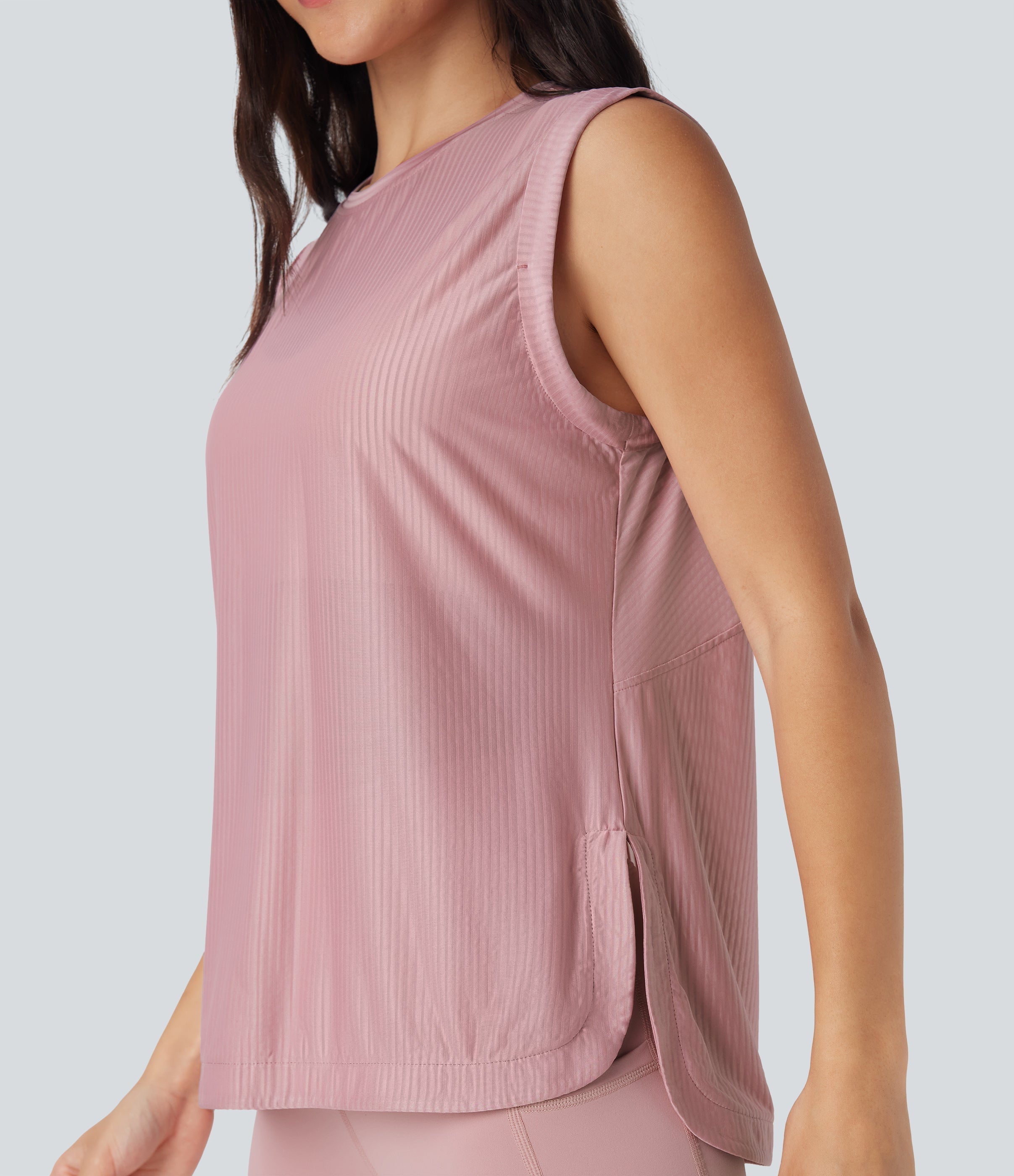 Round Neck Curved Hem Quick Dry Yoga Tank Top