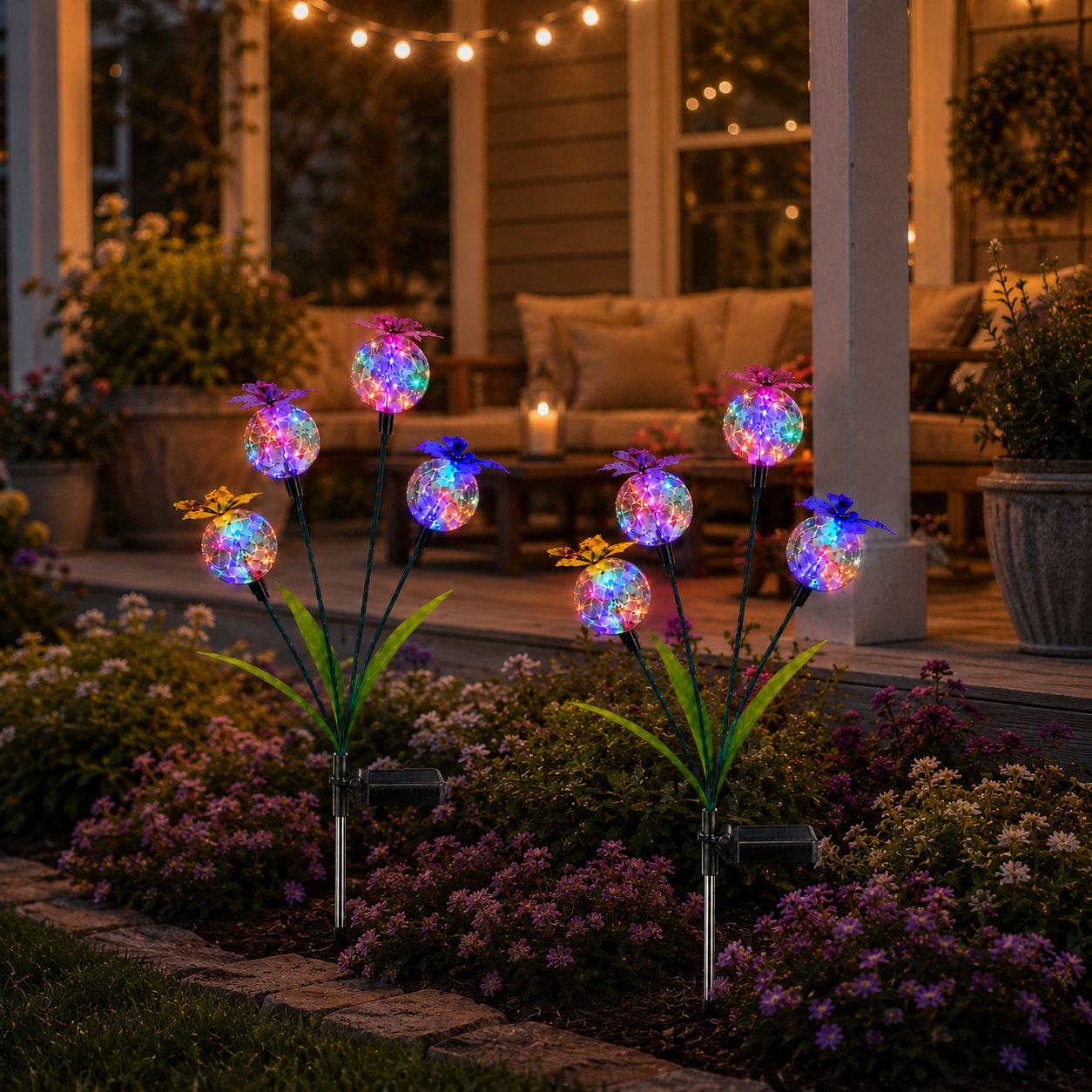 Solar Butterfly Garden Stake Light – 4 Glowing Crackle Globes