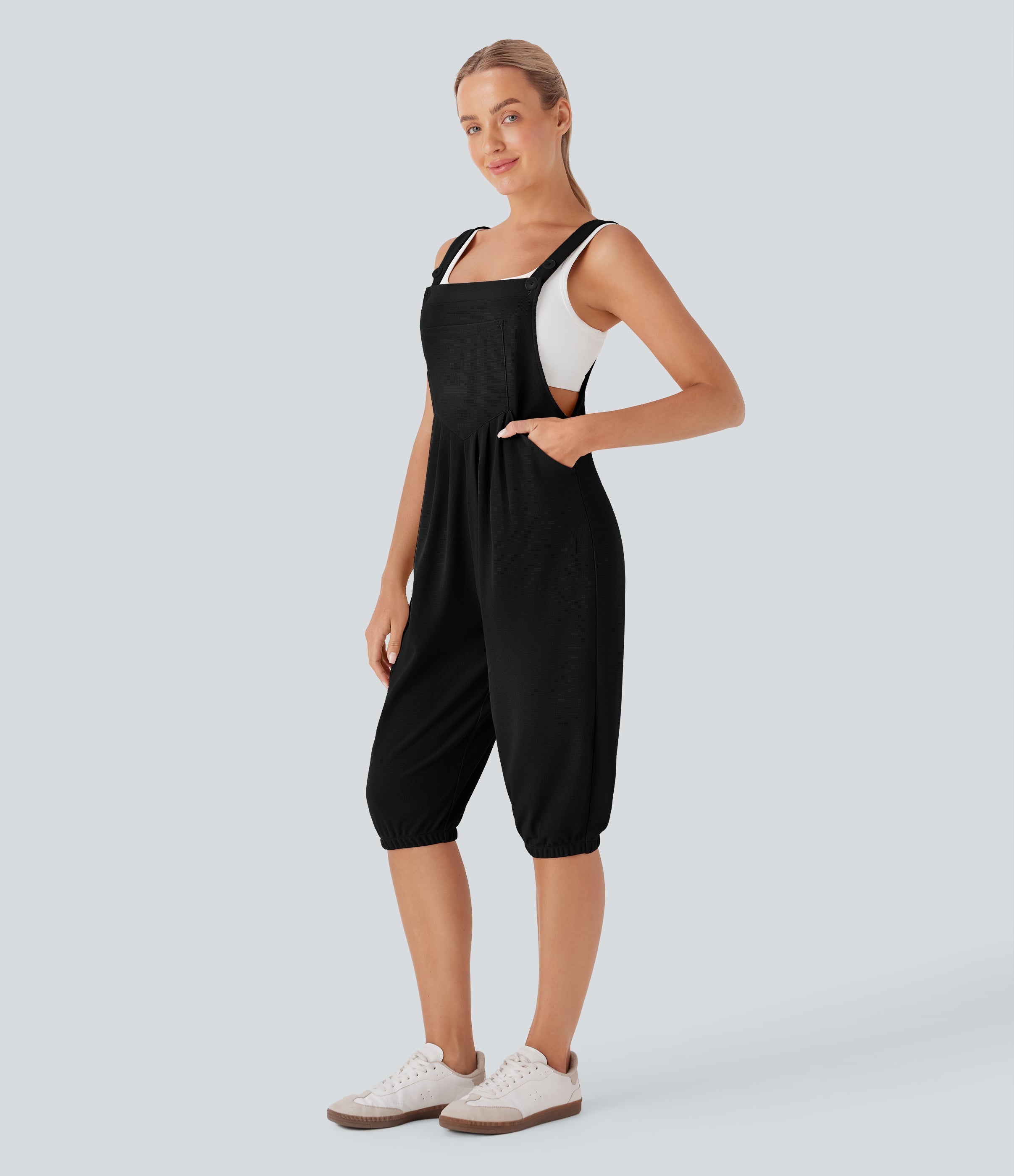 Waffle Casual Shortalls with Pockets