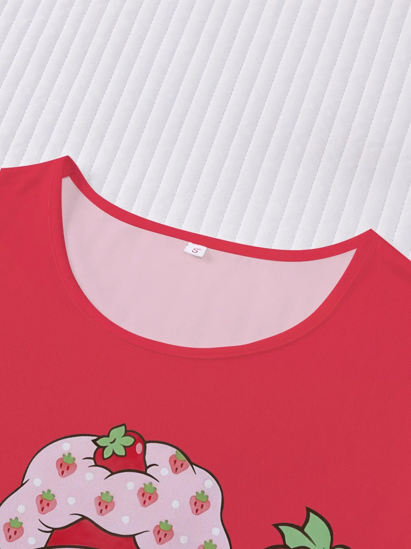 Women's Casual Cute Strawberry Print 3 Piece Pajama Set