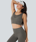 Light Support Seamless Flow U Back Ribbed Hem Yoga Sports Bra