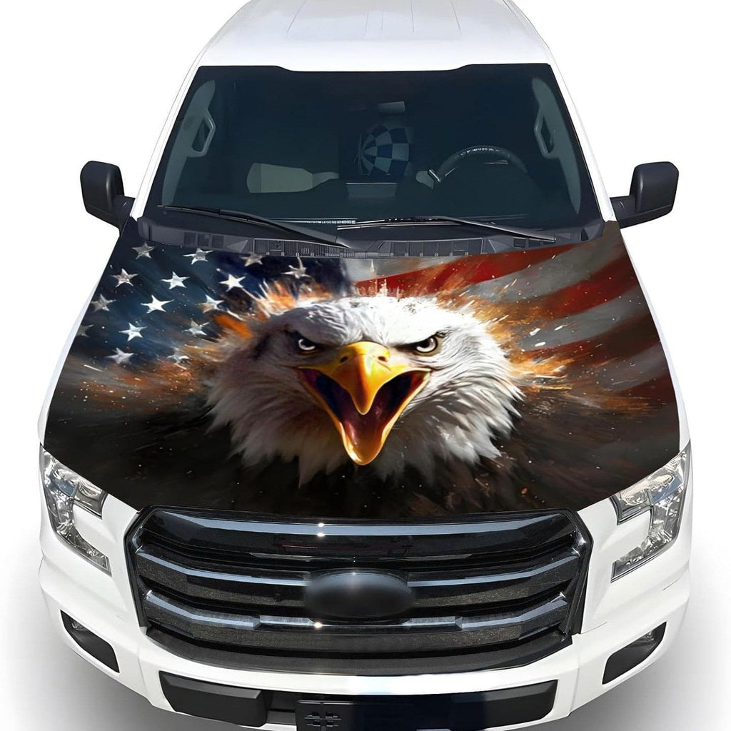 🔥65K+ Sold American Eagle Car Hood Flag Cover 🇺🇸🦅 No Glue, No Tools, Install in 1 Minute 🚗