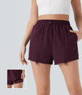 High Waisted Drawstring 2-in-1 Yoga Shorts with Pockets